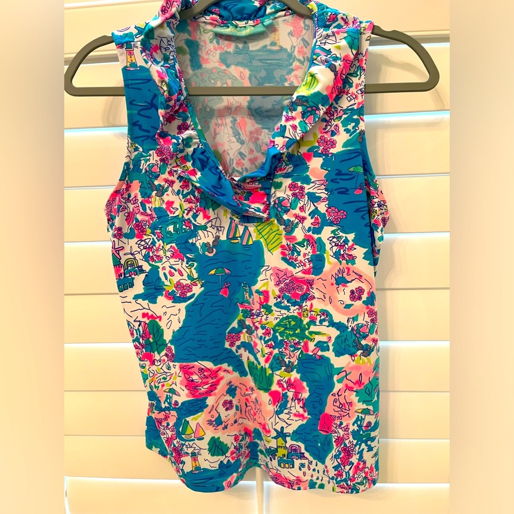 UPF50+ Ruffle Sleeveless Top